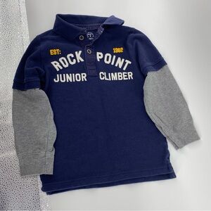 Carter's Boys Rock Point Navy and Gray Long Sleeve Polo Shirt- Size 4